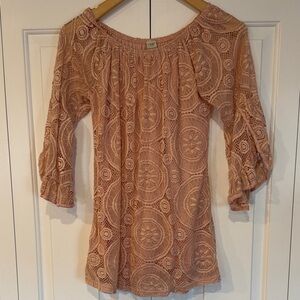 Elegant Women's Lace Blouse in Peach by Lildy